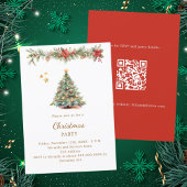 Boomslinger rode bloemen QR code Christmas Party Kaart