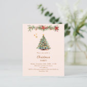Boomslinger rode crème kerstfeest uitnodiging (Staand voorkant)