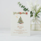 Boomslinger rood groen kerstfeest uitnodiging (Staand voorkant)
