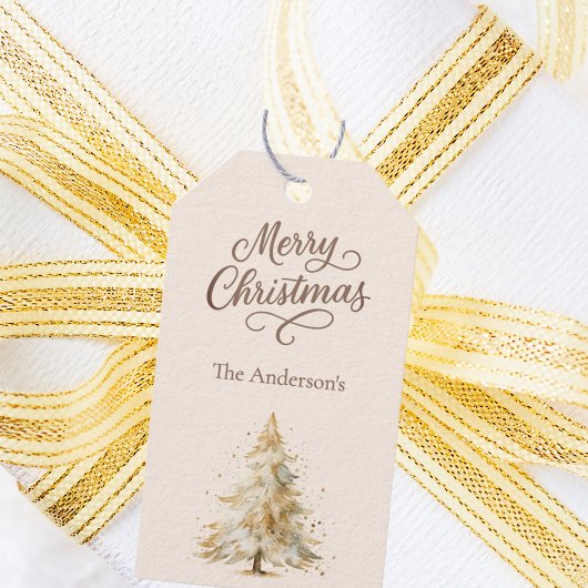 Boomsneeuw mocha kerst cadeaulabel