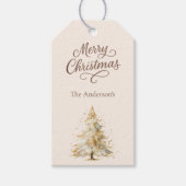 Boomsneeuw mocha kerst cadeaulabel (Voorkant)