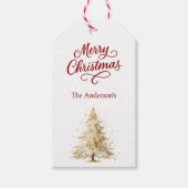 Boomsneeuw rode witte kerst cadeaulabel (Voorkant)