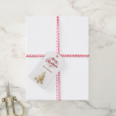 Boomsneeuw rode witte kerst cadeaulabel (Met Touw)