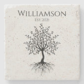 Boomstam Boom des Levens Monogram Stenen Onderzetter (Voorkant)