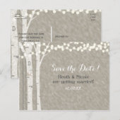 Boomstam Boom String Lichtjes Save the Date Trouwd Aankondigingskaart (Voorkant / Achterkant)