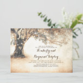 Boomstam Eiken Boom Verlichte Slinger Trouwverjaar Kaart (Staand voorkant)