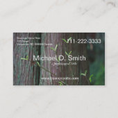 Boomstam en groene veerbladeren volledige informat visitekaartje (Achterkant)