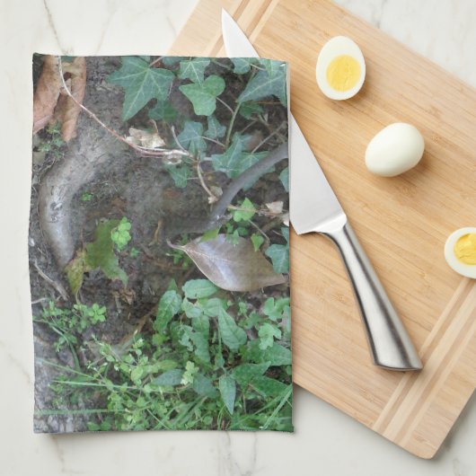 Boomstam en vijver in het bos theedoek (Quarter Fold)