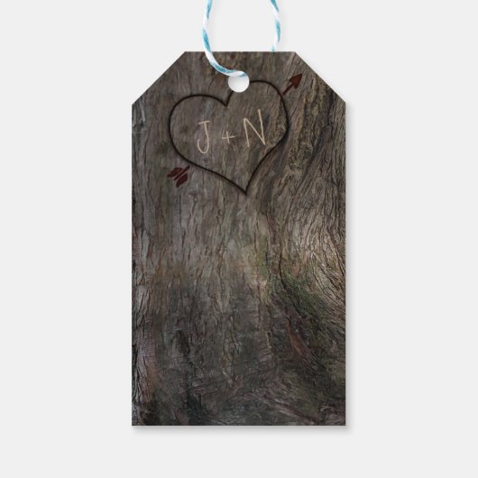 Boomstam + gesneden hart rustieke cadeau Label Cadeaulabel (Achterkant)