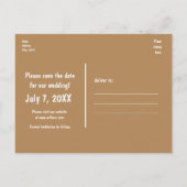 Boomstam + Gesneden Hart Save The Date-ansichtkaar Aankondigingskaart (Achterkant)