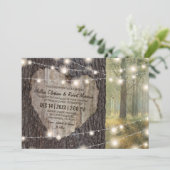 Boomstam Hart Boom Bruiloft | Rustieke Slingerlich Kaart (Staand voorkant)