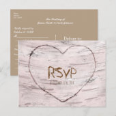 Boomstam & Hart Rustieke Trouw-RSVD Uitnodiging Briefkaart (Voorkant / Achterkant)