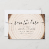 Boomstam hout met QR-code van de trouwwebsite Save The Date (Voorkant)