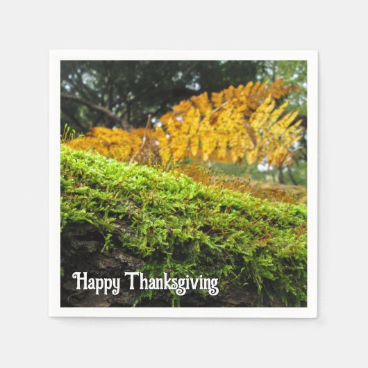 Boomstam in weelderig mos - aangepaste Thanksgivin Servet (Voorkant)