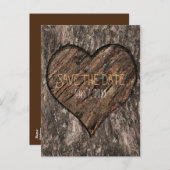Boomstam met hartjes Rustic Save The Date Aankondigingskaart (Voorkant / Achterkant)
