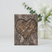 Boomstam met hartjes Rustic Save The Date Aankondigingskaart (Staand voorkant)