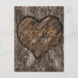 Boomstam met hartjes Rustieke Save The Date Aankondigingskaart