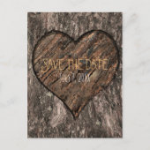 Boomstam met hartvormige inkeping Rustieke Save Th Aankondigingskaart (Voorkant)