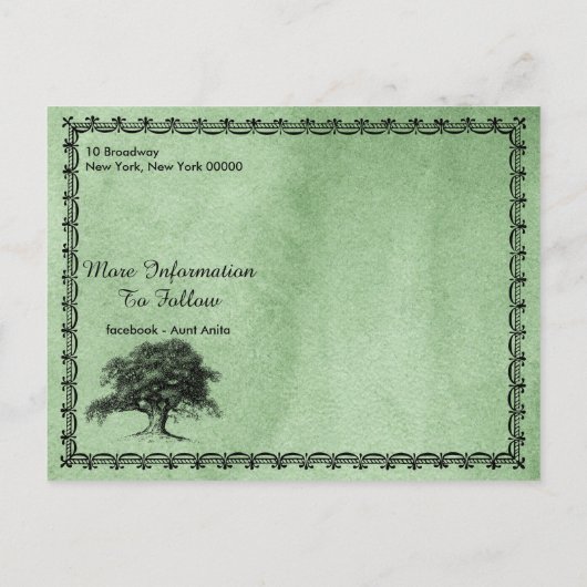  boomstam Reunion Green Aankondigingskaart (Achterkant)
