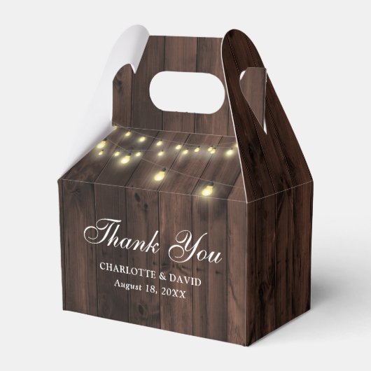 Boomstam Slingerlichtjes Huwelijk Bedankt Bedankdoosjes (Achterkant)