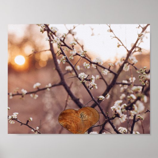 boomstammen vertakken wegpad liefde hart poster (Voorkant)