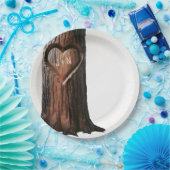 Boomstronk met Gesneden Hart Rustieke Minimalistis Papieren Bordje (Feest)