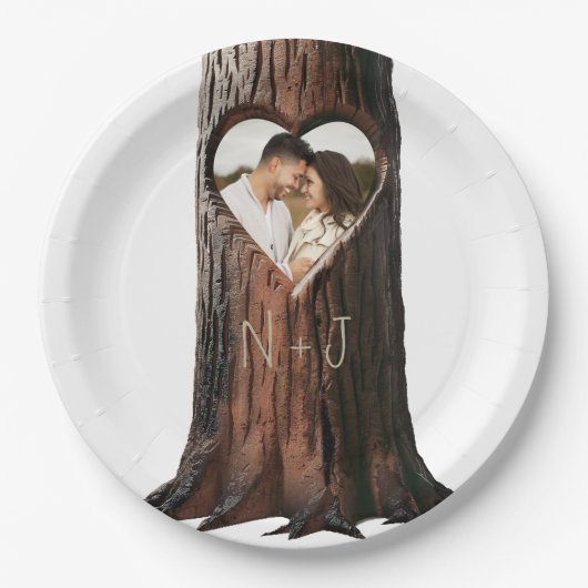 Boomstronk met uitgekapt hart Rustieke minimale tr Papieren Bordje (Voorkant)