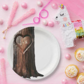 Boomstronk met uitgesneden hart Rustieke minimale Papieren Bordje (Feest)