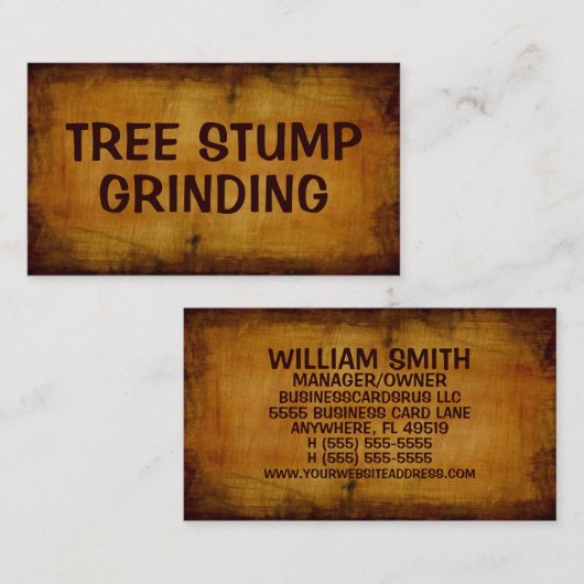 boomstronk slijpen Antiek Visitekaartje (Voorkant / Achterkant)