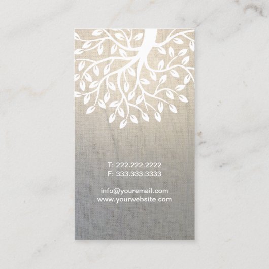  boomstructuur Wellness Meditation Zen Spa Linen Visitekaartje (Achterkant)