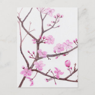 Boomtak bloeit met roze bloemen in de lente briefkaart