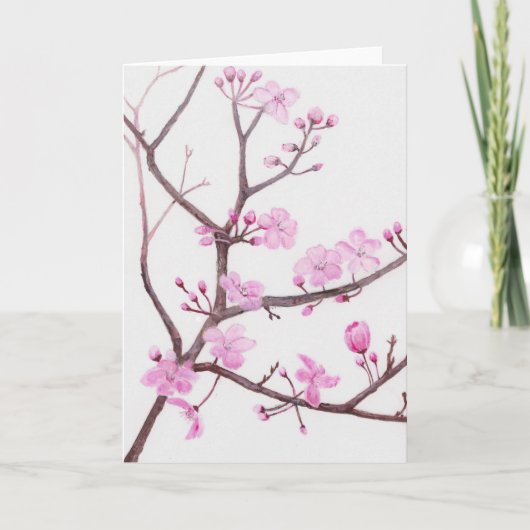 Boomtak bloeit met roze bloemen in de lente feestdagen kaart (Voorkant)