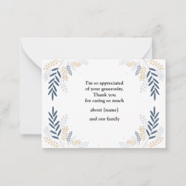 Boomtak met blad na begrafenis bedankkaart notitiekaartje