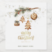 Boomtak, Ornamenten, sterren Wijn Etiket (Enkel label)