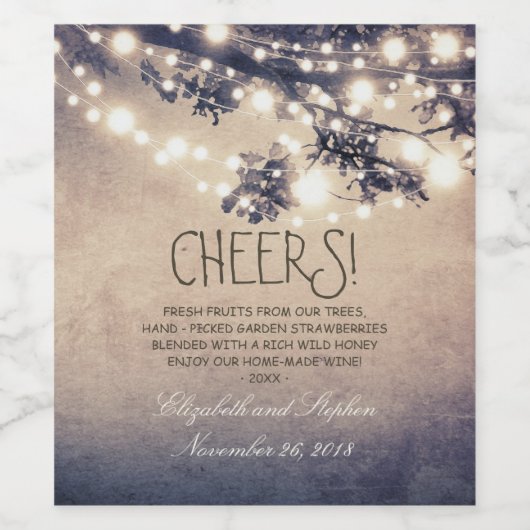 Boomtakken Lights Rustiek Wijn Etiket (Enkel label)