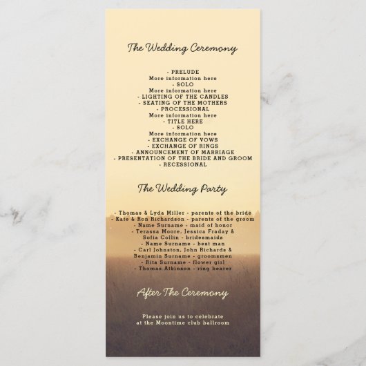 Boomtakken Zomeravond Trouwprogramma's Programmakaart (Achterkant)