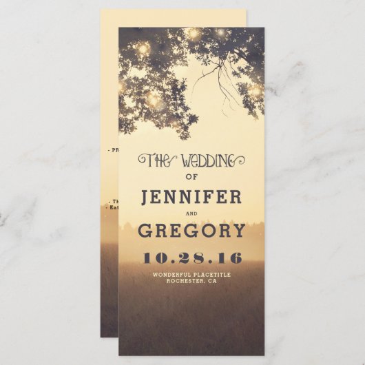 Boomtakken Zomeravond Trouwprogramma's Programmakaart (Voorkant / Achterkant)