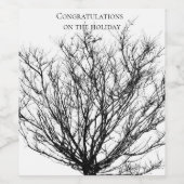 Boomtakken, zwart en wit op wijn etiket (Enkel label)