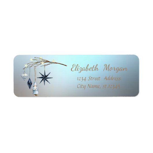 Boomtakornamenten Blauw Etiket (Voorkant)