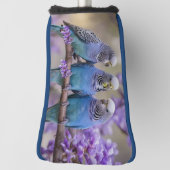 Boomtop Chatter: Blauwe Budgies in Jacaranda Tree, Golfheadcover (Draai 90)