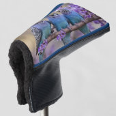 Boomtop Chatter: Blauwe Budgies in Jacaranda Tree, Golfheadcover (3/4 voorkant)