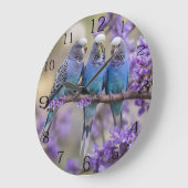 Boomtop Chatter: Blauwe Budgies in Jacaranda Tree, Grote Klok (Hoek)