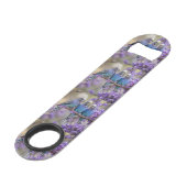 Boomtop Chatter: Blauwe Budgies in Jacaranda Tree, Speed Flessenopener (Voorkant Gekanteld)