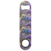 Boomtop Chatter: Blauwe Budgies in Jacaranda Tree, Speed Flessenopener (Achterkant)