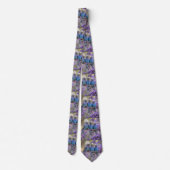 Boomtop Chatter: Blauwe Budgies in Jacaranda Tree, Stropdas (Achterkant)