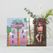 Boomtop Verjaardag Adventure Park Roze Meisje Foto Kaart (Staand voorkant)