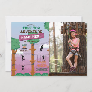Boomtop Verjaardag Adventure Park Roze Meisje Foto Kaart