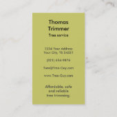 Boomtrimmers, landschapspompverwijdering visitekaartje (Achterkant)