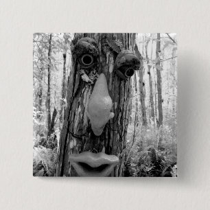 Boomtrol op een Big Cypress boom. Vierkante Button 5,1 Cm