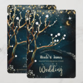 Boomverlichting voor rustieke avond bruiloft afnee kaart (Voorkant / Achterkant)